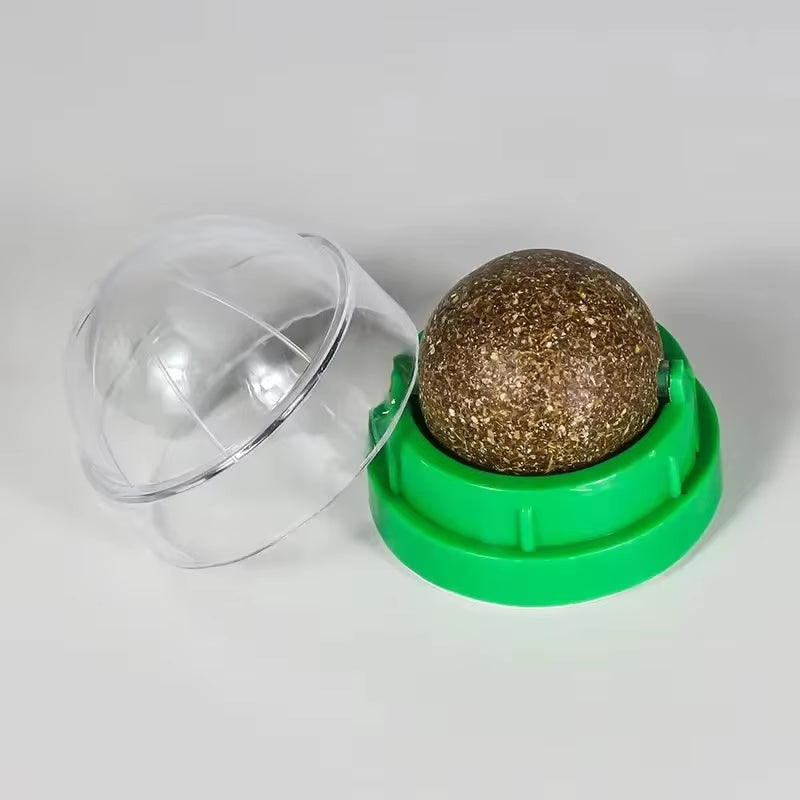 Cat Toy Catnip Cat Wall Stick-On Ball Toy Scratchers Treats Healthy Natural Removes Balls to Promote Digestion Cat Grass Snack