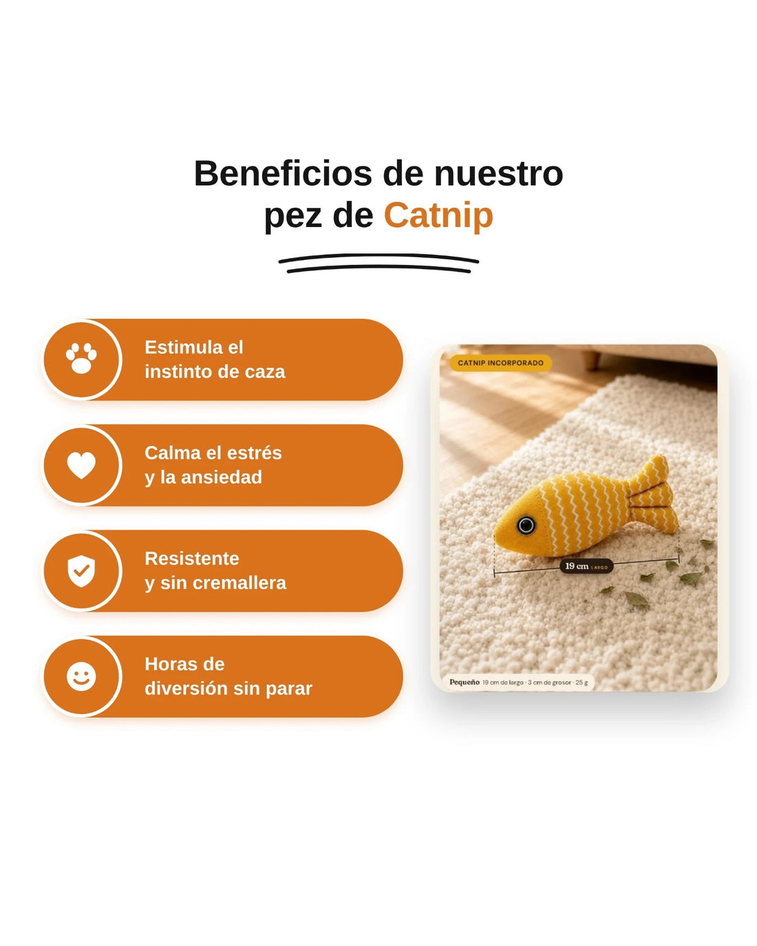 Beneficios del pez de catnip: estimula el instinto de caza, calma el estrés, resistente y sin cremallera, horas de diversión